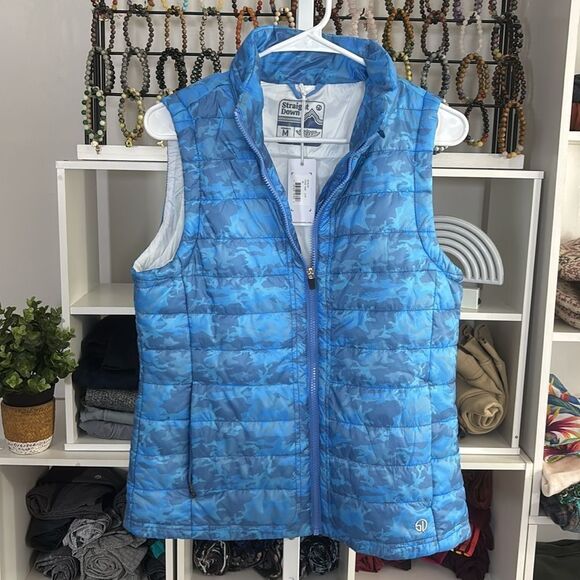 Blue Quilted Puffer Vest STRAIGHT DOWN “cloud vest” $122 nwt new - Picture 7 of 11